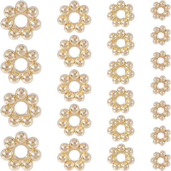 1 Box 100Pcs 4 Styles Gold Daisy Spacers - Metal Flower Spacer Beads - 18K Gold Plated - 304 Stainless Steel - Rondelle Silk Spacers Caps voor Sieraden Maken - Armbanden - Kettingen - DIY Benodigdheden van Merkloos	