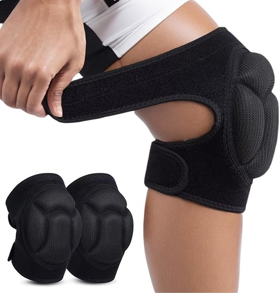 1 paar - kniebeschermers voor tuinieren - zachte EVA-schuim kniebeschermers - verstelbare kniebeschermers met antislipbanden - voor schoonmaken, werk, bouw, volleybal - zwart(L) van Merkloos	