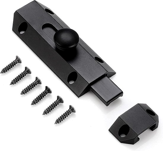 1 Piece Thick Pure Brass Sliding Cylinder - Door Bolt - Heavy Duty Safety Lock - Black Latch - Voor Poort van Merkloos	