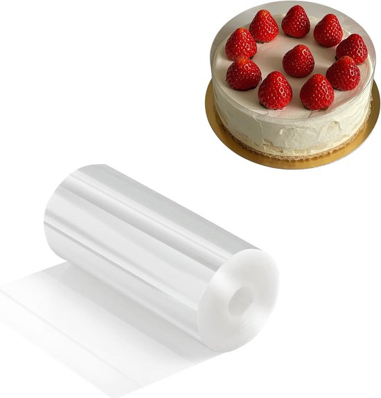 1 rol taartrandfolie - 8 cm x 10 m - acetaatfolie - taartfolie - taartbakaccessoires - kunststof decoratiefolie - bakbenodigdheden van Merkloos	