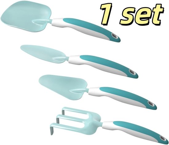 1 set - Tuingereedschap - Inclusief buitenschep en hark - Lichtgewicht en duurzaam - Zacht materiaal - Geschikt voor gezamenlijke tuinactiviteiten met ouder en kind - 7*3*21 cm (brede schep) - Lichtblauw van Merkloos	