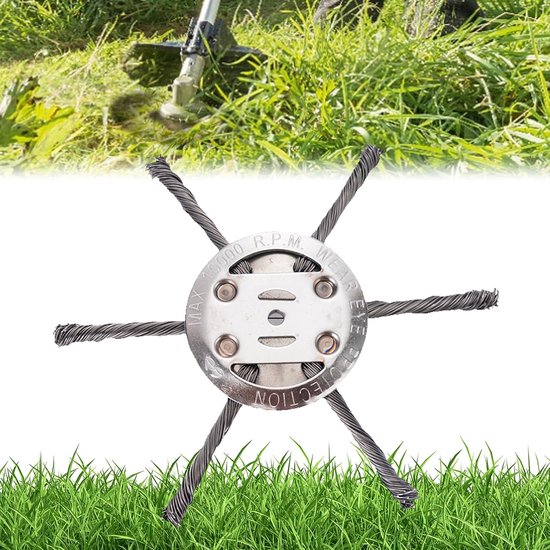 1 Stuk - 150 cm staaldraad - Maaikop met staaldraad - Bosmaaier/snijder - Onkruidmes - Grastrimmerkop - Gazontrimmer - Elektrisch gereedschap - 6 bladen - Zilver