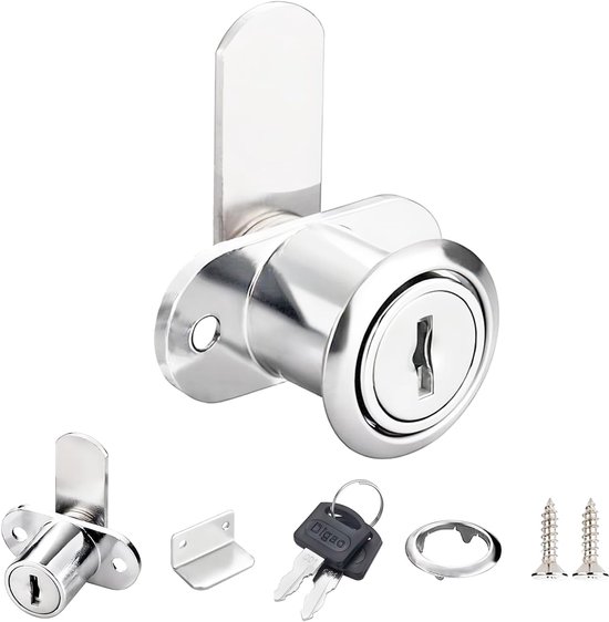 1 stuk brievenbusslot met sleutels - meubelsloten voor archiefkasten - cilinderdiameter: 16 mm - zilver van Merkloos	