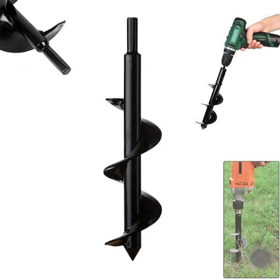 1 stuk - Grondboren - Grondboor voor Boormachine - Grondboor Benzine - Geschikt voor planten - bomen en struiken - 8 cm diameter - 30 cm lengte - Bollenboor - Palenboor van Merkloos	