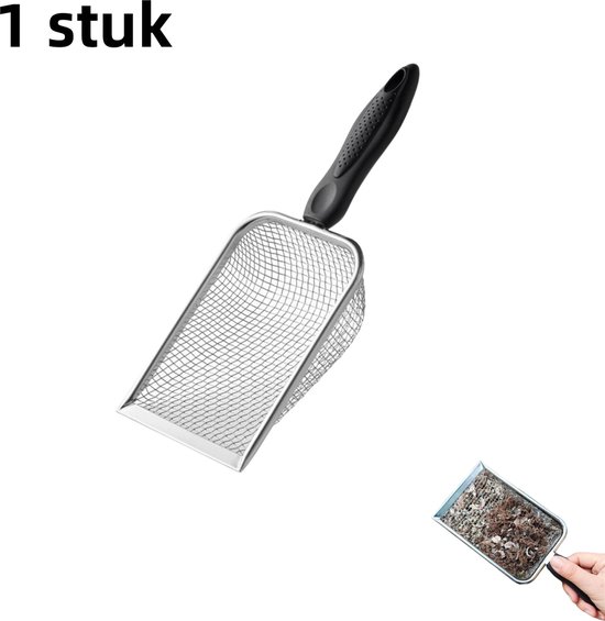 1 stuk - Grondzeef - Tuinzeef met handvat - 3,8 mm gaten - Geschikt voor aarde, stenen, compost en zand - Zwart(kunststof handvat) van Kinzo Garden