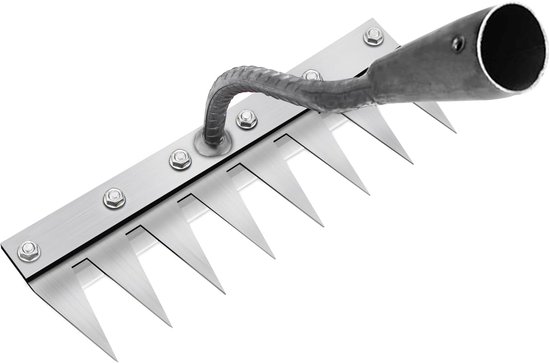 1 stuk Multifunctionele metalen onkruidhark, tuinhark, draagbare tuinhark voor wieden, tuingereedschap voor wieden/losmaken/zaaien (zonder steel) (8 tanden) - zilver van Merkloos	