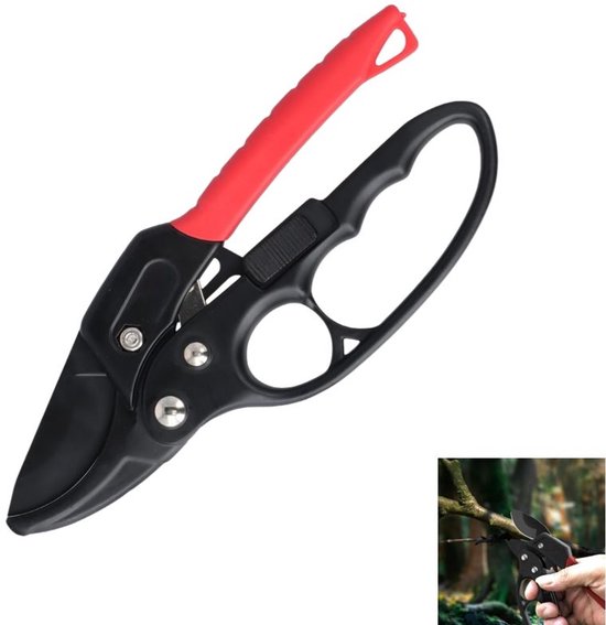 1 stuk - Ratel aambeeld snoeischaar - tuinsnoeischaar - tuinschaar van gelegeerd staal - bypass snoeischaar - voor planten, heggen en bloemen - 20cm - Rood en zwart van Merkloos	