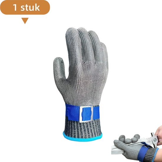 1 stuk - Snijbestendige handschoen - Roestvrijstalen draad - Geschikt voor het doden van vis en het snijden van vlees - Voedselveilig - XL van Merkloos	