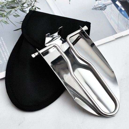 1 stuks Mini-schep met opbergzak, staal, lengte 12,5 cm (ingeklapt), 22,5 cm (uitgeklapt), breedte 6,5 cm, zilver van Talen Tools