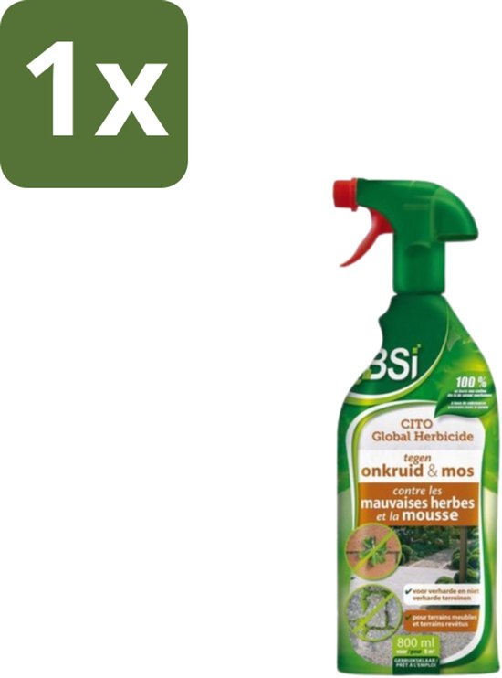 1 x BSI – CITO Global Herbicide – Gebruiksklaar Onkruid- & Mosverdelger – 800 ml - Onkruid Bestrijden - Contactherbicide - Azijnzuur - Onkruid Verwijderen - Bladherbicide van Merkloos	