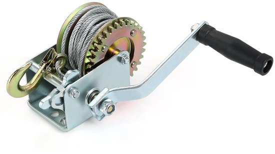 1 x Hand Winch - 360 kg (800 lbs) - Manual Cable Winch met 7 m Robuuste Kabels en Haak - Handlier voor Trailer, Auto, Boot van Merkloos	