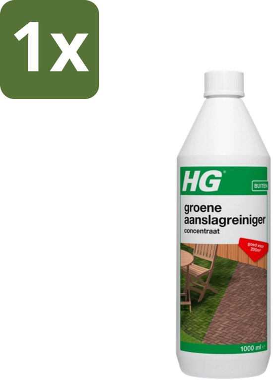 1 x HG - Tuin - Groene Aanslagreiniger - Concentraat - Binnen 36 Uur Resultaat - 1L - Groene Aanslag Verwijderen - Aanslag Reinigen - Algengroei Bestrijden - Terras Reinigen - Paden Reinigen