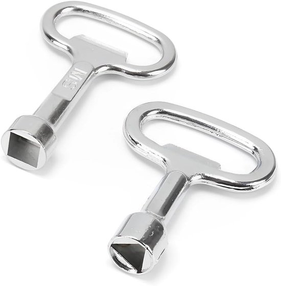 1 x Square Wrench - 1 x Triangular Wrench - 8mm Vent Key - Bleed Wrench - Heating Vent Key voor Water Meter Box - Zilver van Merkloos	