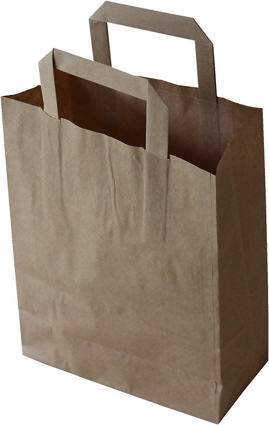 10 Composteerbare Afvalzakken Papier Bruin - Met Handvat - 22x28 cm van Merkloos	