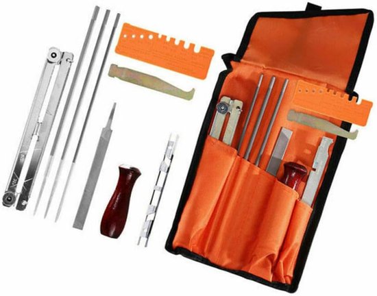 10-delige draagbare kettingzaagslijpset, hardmetalen kettingslijper, slijtvast, professioneel en persoonlijk kettingslijpgereedschap van Merkloos	