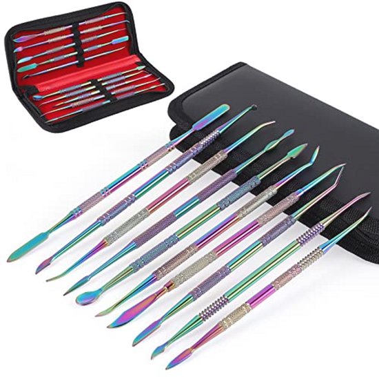 10-delige Kleigereedschapset voor Sculptuur en Beeldhouwen - Dubbelzijdige RVS Spatels en Beitels met Draagtas van Merkloos	