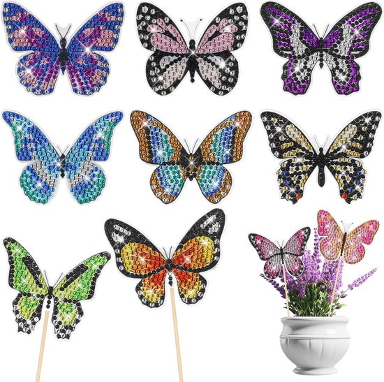 10 Delige Set Diamant Schilderen Tuinstekers Vlinder Bloemen Decoratie van Merkloos	