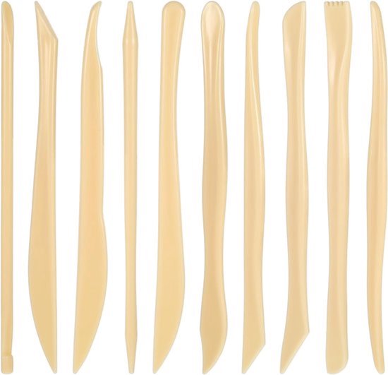 10-delige set dubbelzijdige klei-boetseergereedschappen, kunststof polymeer-klei modelleringsgereedschappen, keramische boetseer- en pottenbakkerij gereedschappen voor snijden, reliëf en gladmaken en vormen