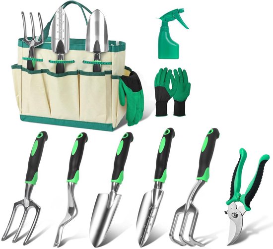10-Delige Tuingereedschap Set - Tuingereedschapset - Comfort Grip En Antiaanbaklaag + Planten Tuinieren Hardware Yard - 10 Stuks - Tuin Assecoires + Zwart van Merkloos	