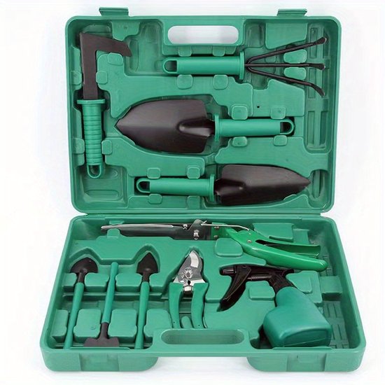10-delige tuingereedschapset - tuingereedschap - Professionele tuinset - Inclusief opbergkoffer - Geschikt voor volwassenen en kinderen - Tuincadeauset van Merkloos	