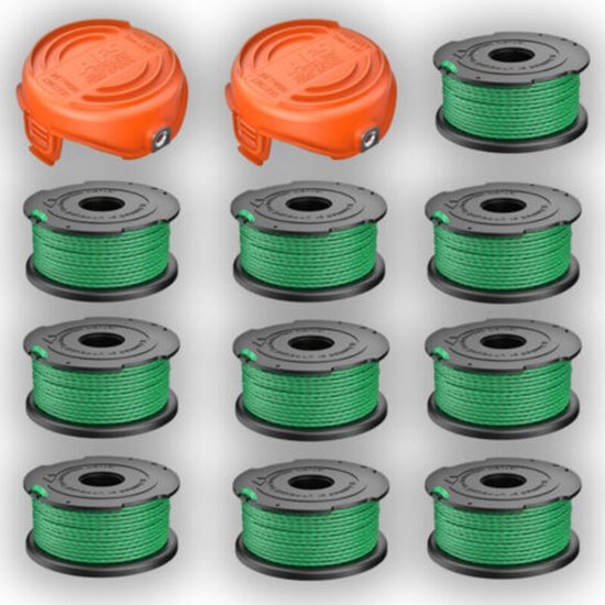 10 groene maaispoelen geschikt voor Black & Decker GL7033 GL8033 GL9035 A6482 (10 spoelen + 2 spoeldoppen) -