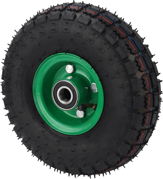10 inch massief rubber wiel, 4.10/3.50-4 band en wiel lekvrij, zwaar vervangend wiel voor kruiwagen, handwagen, tuinwagen, kar, dolly, grasmaaier van Merkloos	