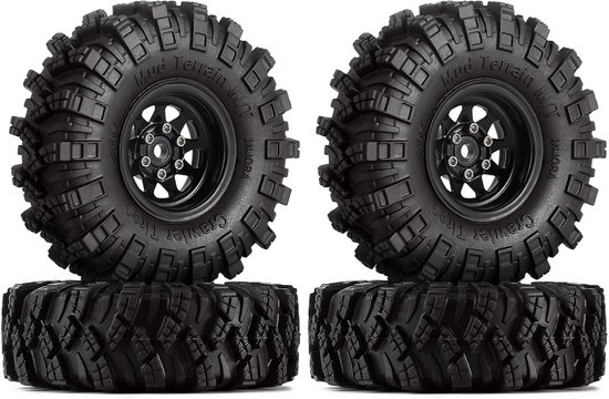 1.0 Inch RC Beadlock Velgen en Modderbanden Set voor 1/18 Rock Crawlers van Merkloos	