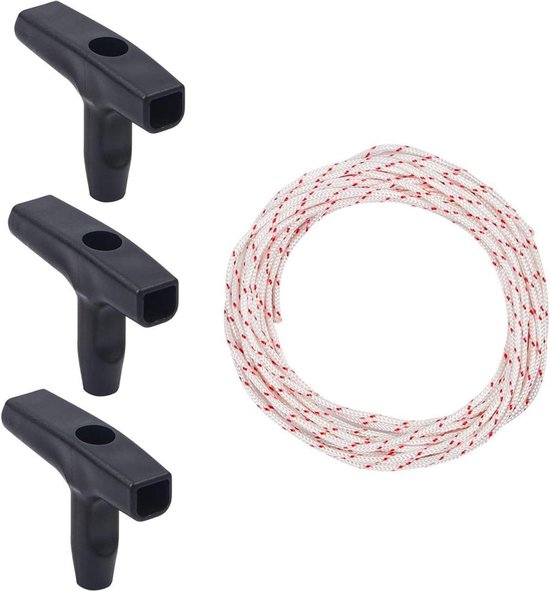 10 meter 30 mm treksnoer Starterkoord met 3 stuks startgreep - grasmaaier startkabel touw - grasmaaier kettingzaag van Silverline