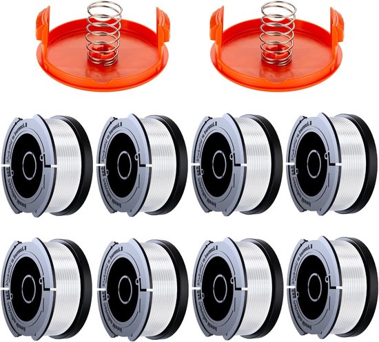 10-pack trimmerdraadspoel, compatibel met Black & Decker trimmers, A6481 A6485 1,65 mm bosmaaierdraadspoel (8 trimmerdraad, 2 afdekkingen, 2 veren) van Merkloos	