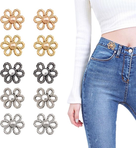 10 Pcs Button Pants Tighten Up - Pants Button Clips - Pants Tightening Clip - Adjustable Waist Buckles voor Sneller Kleding Gebruik van Merkloos	