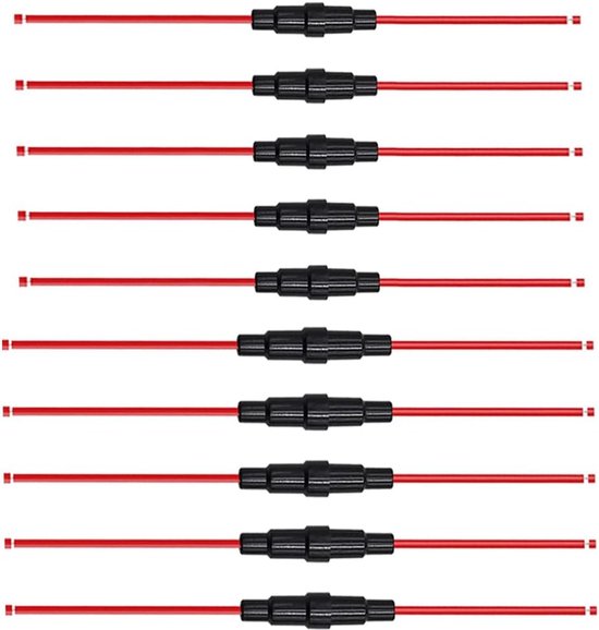 10 Pieces Inline Glass Tube Fuse Holder Set - 32V 20A Car AGC Glass Fuse Holder - met 16 AWG Draad - (5Pcs 5 X 20mm + 5Pcs 6 X 30mm) van Merkloos	