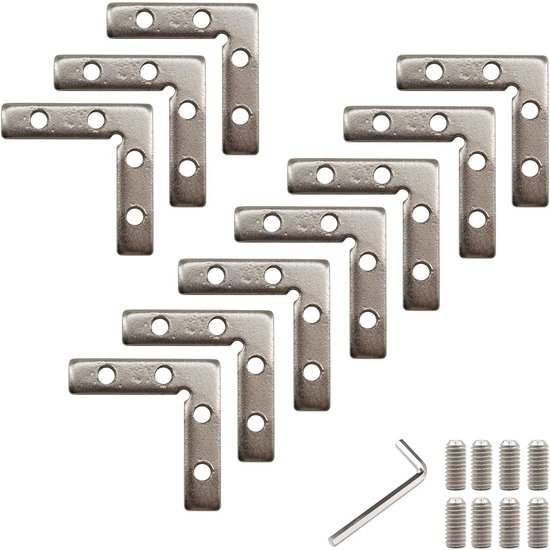 (10 stuks) 3030 Serie Aluminium Profiel Connector Beugel Set 90 Graden Koolstofstaal L Vorm Connector Kom met Schroeven en Moersleutel