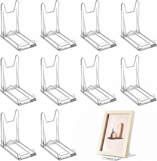 10 Stuks Acryl Trading Card Display Stand, Plastic Stands Kleine Verstelbare Clear Trading Card Stands voor Display PSA Graded Kaarten Sport Baseball Kaarten Foto's Plaatsen Telefoons Boeken