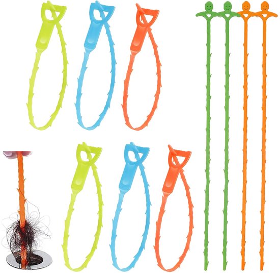 10 stuks afvoerontstopper, leidingsontstopper, Drainageboren, afvoerhaarvanger met eenvoudige bediening, pijpreiniger voor riool, keuken, douches