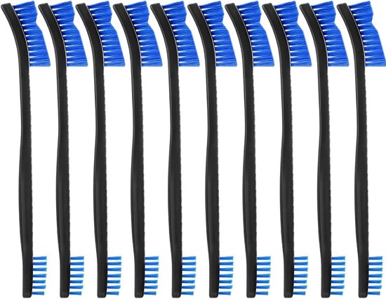 10 stuks dubbelzijdige nylon voegborstel 17 cm - schoonborstel met harde borstels van Merkloos	