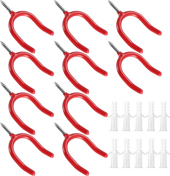 10 stuks garagehaken, zwarte fietsendrager voor aan de muur, fietsendrager voor aan de muur, opberghaken voor garageladders, fietsgereedschap, tuin, zware wandhaken van Puninoto