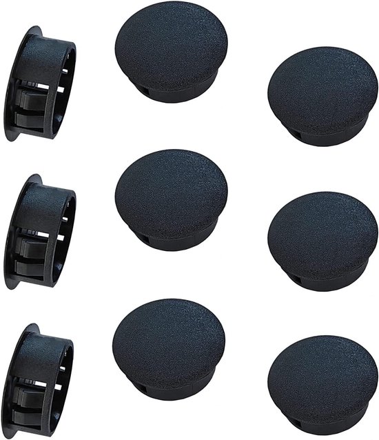 10 stuks gatafdekkingen 30 mm van kunststof - doppen voor boorgaten - zwart - decoratieve afdekkingen voor lade - kast - meubels - accessoires voor interieur van Merkloos	