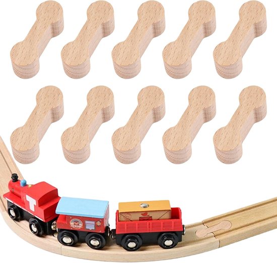 10 stuks houten spoorbaan - verbindingsstukken - connectoren - railconnectoren voor speelgoedspoorwegen - adapters compatibel met Brio en Lillabo van Merkloos	