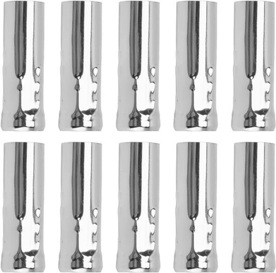 10 stuks metalen kaarsfitting-afdekkingen, E14 kaarsfitting, lampenhouder, metalen buis kroonluchterafdekkingen voor thuis, kroonluchters en kaarsverlichting, DIY (chroom)