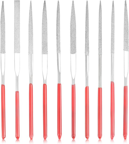 10 stuks mini-vijlen, naaldvijlen, set metaal, metaal, diamantnaaldenvijlset voor hout, steen, kunststof van TOOLCRAFT