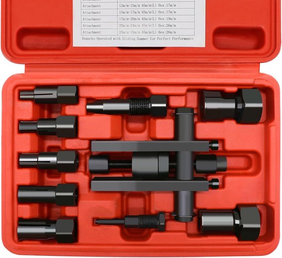 10 stuks motorlagertrekkerset - 8-25 mm motorfiets binnenlager demontage gereedschap - lagertrekker kit met doos en accessoires van Datona