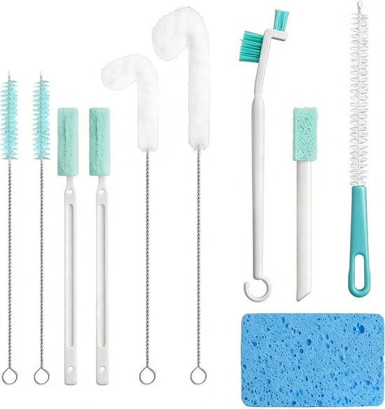 10 stuks multifunctionele reinigingsborstelset, kleine reinigingsborstels, raamgroeven, reinigingsborstelset voor keuken, badkamer, ijsblokjesmachine, reinigingsborstel, klein, voor nauwe ruimtes