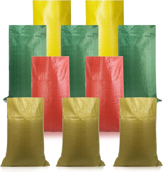 10 stuks PP-weefselzakken - zandzakken om te vullen - zandzak tegen overstromingen - onbedrukt - transportzak en opbergzak voor voer - granen - bladeren - groenten - bouwgrind van Garden Royal