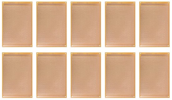 10 stuks printplaten gecoat met PCB-papier - zijdelingse printplaten - bruin - 120 mm x 180 mm x 1,3 mm - elektronica onderdelen van Merkloos	