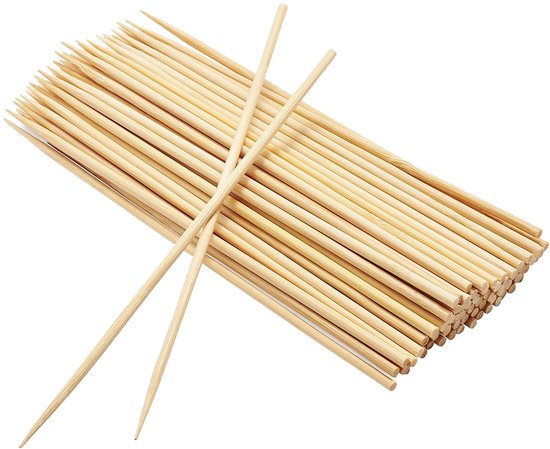 100, 200, 500, 1200 of 12000 stuks, houten spiesen, grillspiesen, houten stokjes voor barbecue, buffet, fruit, kampvuur en knutselwerk, maat 10, 15, 20, 25 of 30 cm