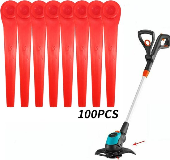 100 kunststof vervangingsmessen voor Gardena Easycut Li-18/23 R grasmaaiers van Merkloos	