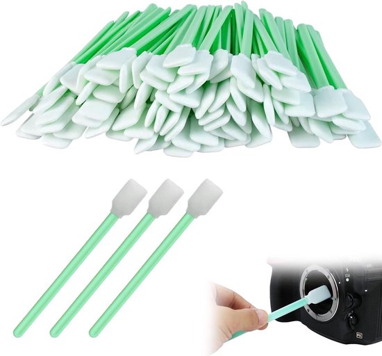 100 Pcs Foam Cleaning Swabs - Sterile Long Swabs - Pointed Cotton Swabs voor Inkjet en Camera Lens Cleaning van Merkloos	