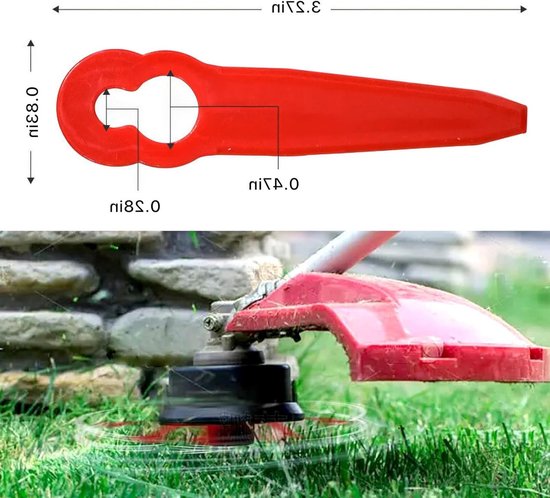 100 Rode Plastic Grasmaaier Bladen - Reservebladen, Vervangingsbladen en Tuinaccessoires (12mm/7mm) voor Efficiënt Maaien