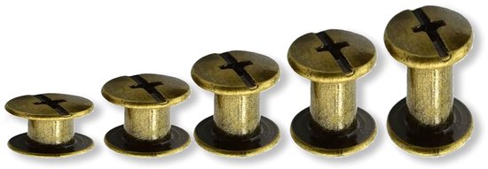 100 Set Chicago Schroeven 4/6/8/10/14 mm - Bronzen Kruiskop Chicago Schroeven Kit - Schroef Metalen Nail Klinknagel Chicago Knop - Binding Schroeven Kit voor Lederen Riem DIY Boek Lederen Craft Riem van Merkloos	