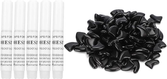 100 Stks Zachte Kat Kitty Nagels Caps Cover Veilig Anti Kras Hond Poot Klauw Protector Covers - L-Zwart - Kattenaccessoires - Dierenbescherming van Merkloos	